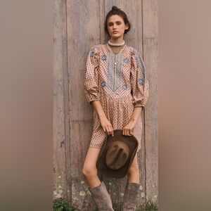 By Anthropologie Embroidered Tunic Mini Dress